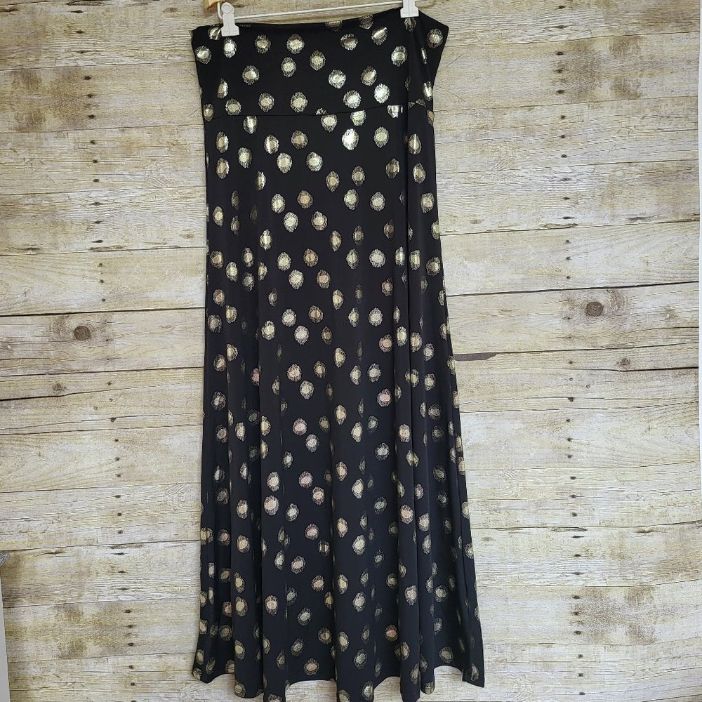 EUC LuLaRoe Maxi Skirt/Dress XL - Silver Dots on Black